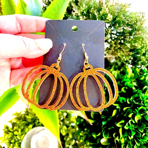 Acrylic Pumpkin Earrings - Picture 3 of 9